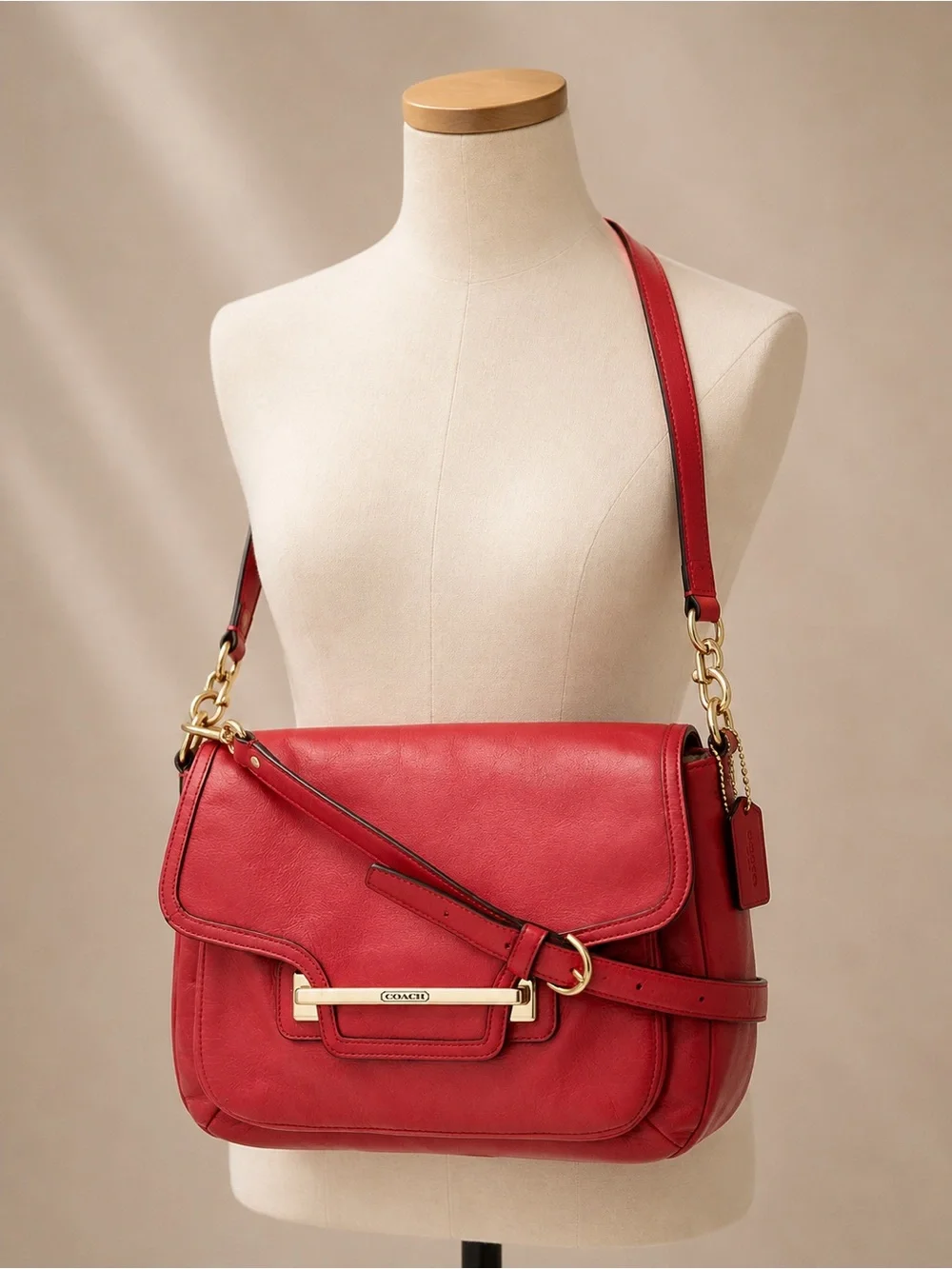 NWT Coach Taylor Red Leather Flap Shoulder Crossbody Convertible Bag